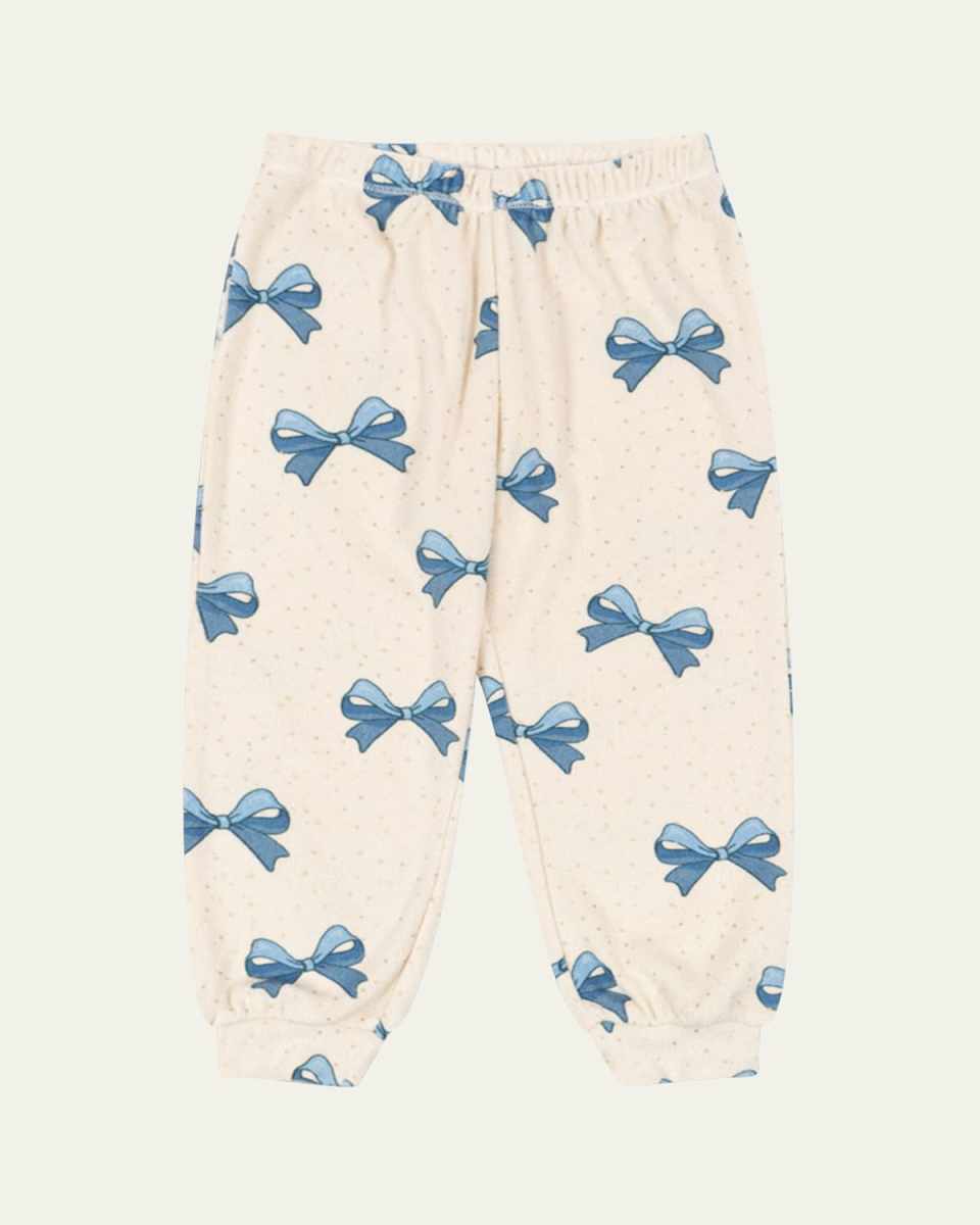 Girl's Itty Bow-Print Sweatpants, Size 9M-6